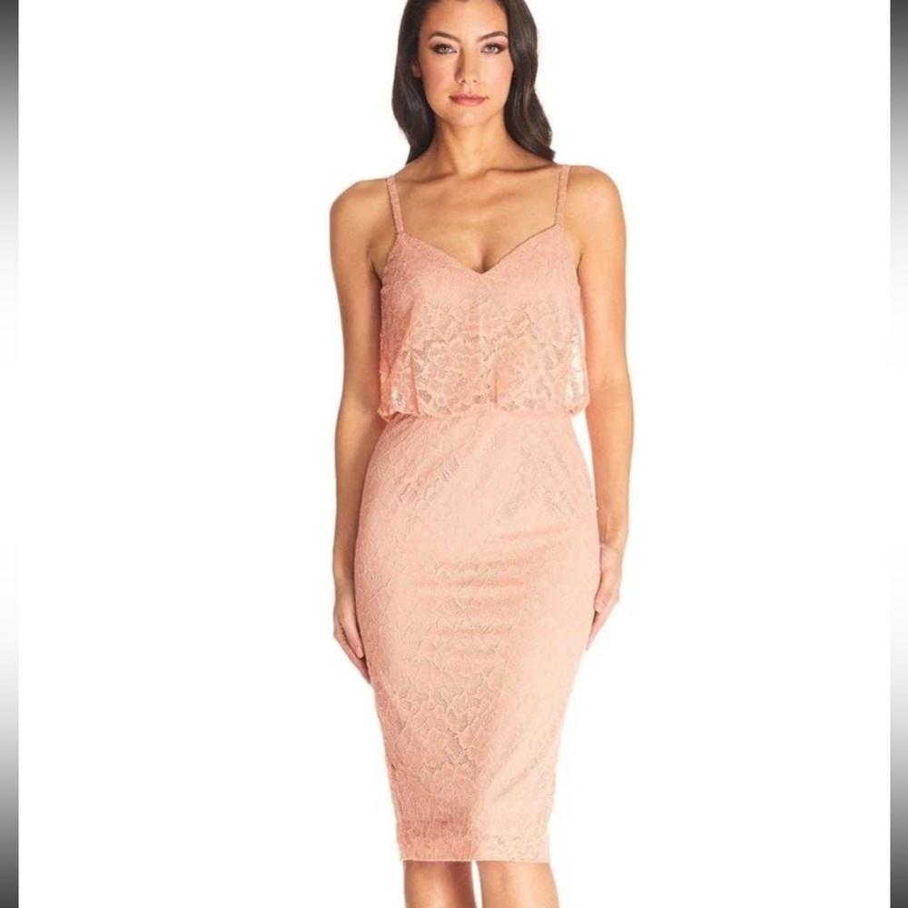 NEW Dress the Population Alisha Blush Lace Cocktail Dress XXL 2XL